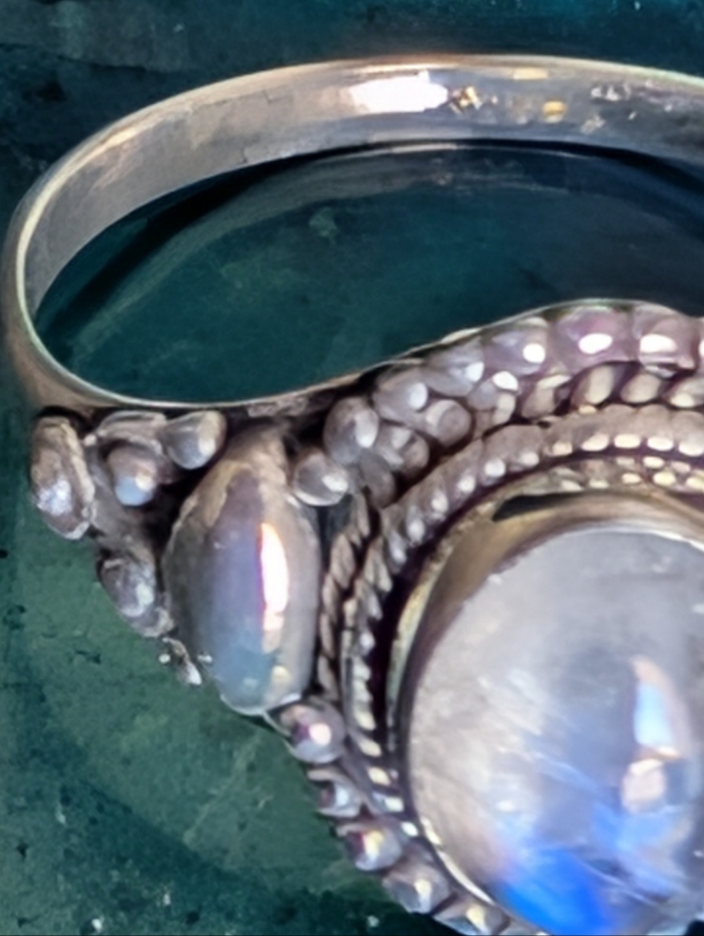🆕 Sterling Silver Rainbow Moonstone Ring with Blue Flash Size 7 - Picture 5 of 8